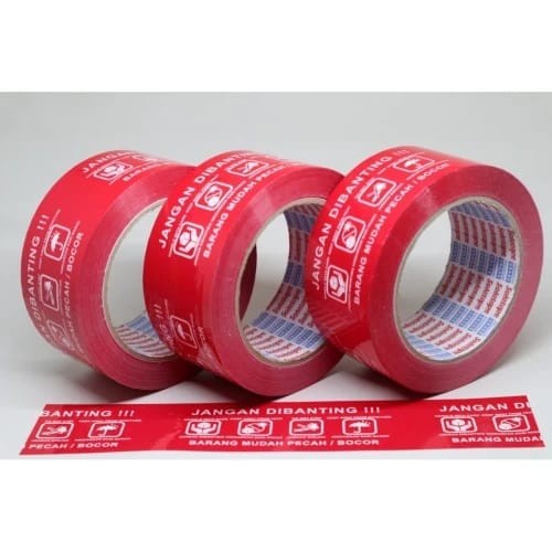 LAKBAN FRAGILE MERAH JANGAN DIBANTING HANDLE WITH CARE 48mmx45 METER