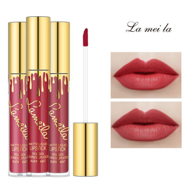 Lip Matte Lipstik Lameila Lipcream Waterproof High Pigmented Lipstik Matte Tahan Lama Kosmetik Bibir Original