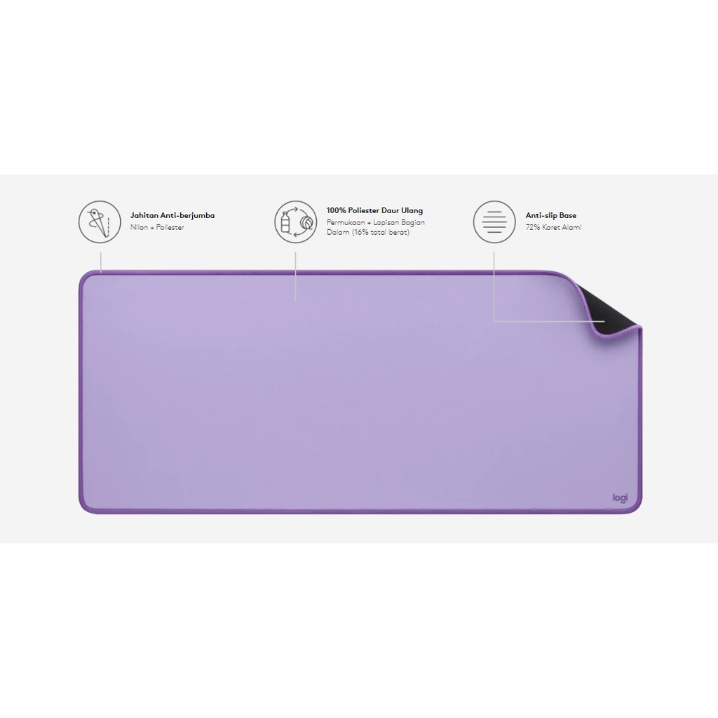 Logitech Mouse Pad Desk Mat Studio Series Lavender &amp; Mid Grey - Original