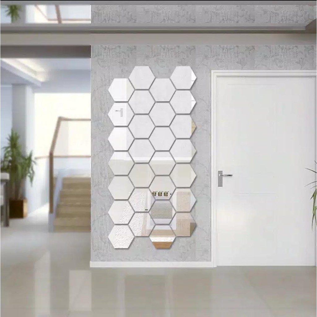 HARGA 1 PCS Hiasan Dinding Acrylic HEXAGONAL Impor Mirror Wallsticker