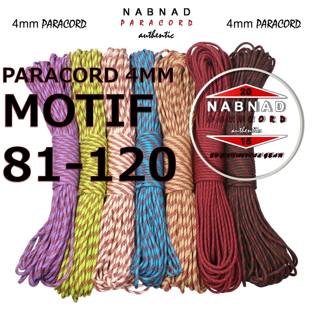 Nabnad Tali Paracord Motif 81-120 4mm 4 Mm Nabnad Paracord 550 [Harga Per Meter]