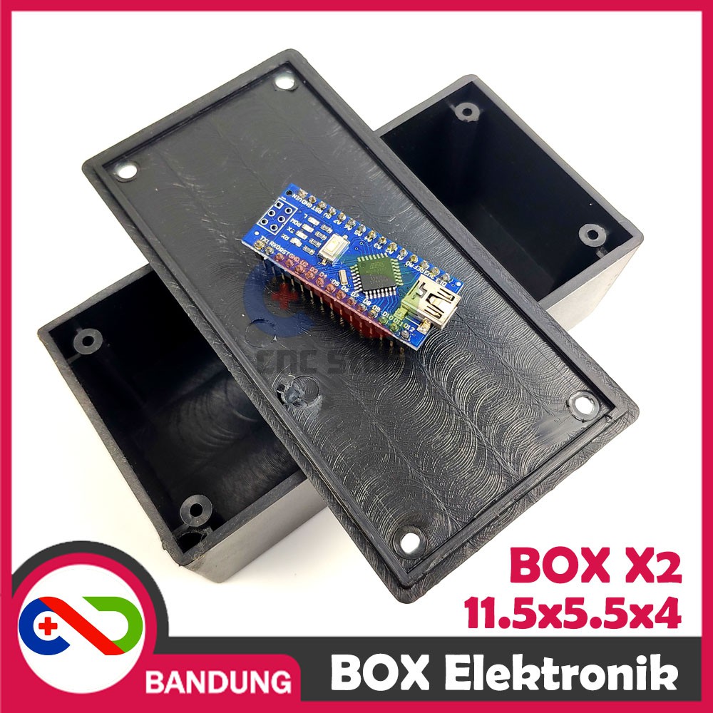 BOX ELEKTRONIK X2 KOTAK RANGKAIAN ARDUINO 11.5x5.5x4 CASING BLACK BOX