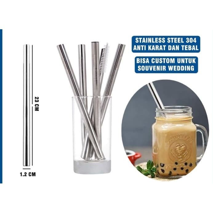 Sedotan Boba Stainless Steel Besar Bubble Tea Cincau Kelapa Jelly Premium Reusable Steril BPA Free