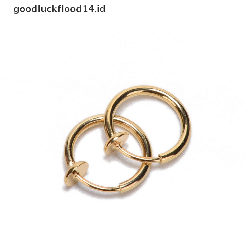 2 Pcs Anting Stud Tindik Palsu Gaya Punk Untuk Unisex