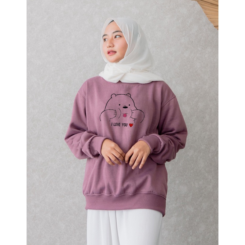 🅳🅵 Sweater Panda Love Pria &amp; Wanita | Sweater Korea Style Fleece Cotton | Dhea Fashion