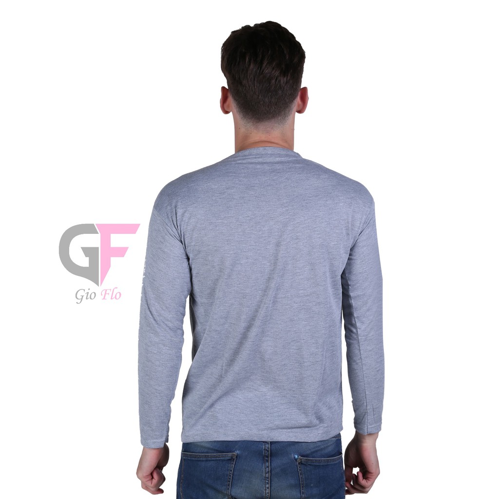 GIOFLO Pakaian Cowok Tshirts Panjang Polos Pria Casual Abu Misty / PLS 144