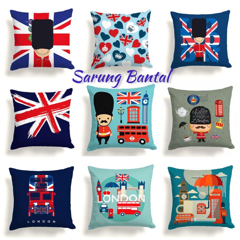 SARUNG BANTAL SOFA PRINT MOTIF LONDON UK 40X40 CM