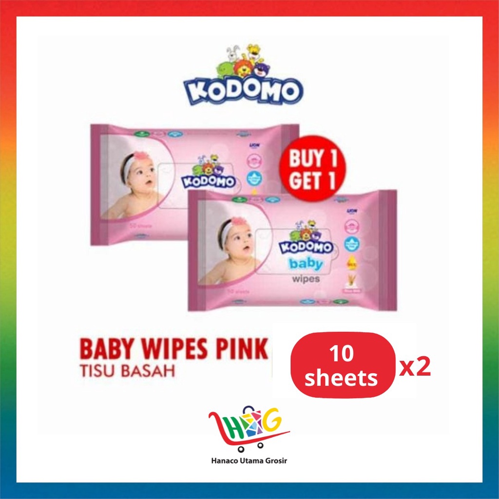 Tisu Basah Kodomo Baby Wipes Classic Biru / Pink / Hijau 10'S Buy 1 Extra 1