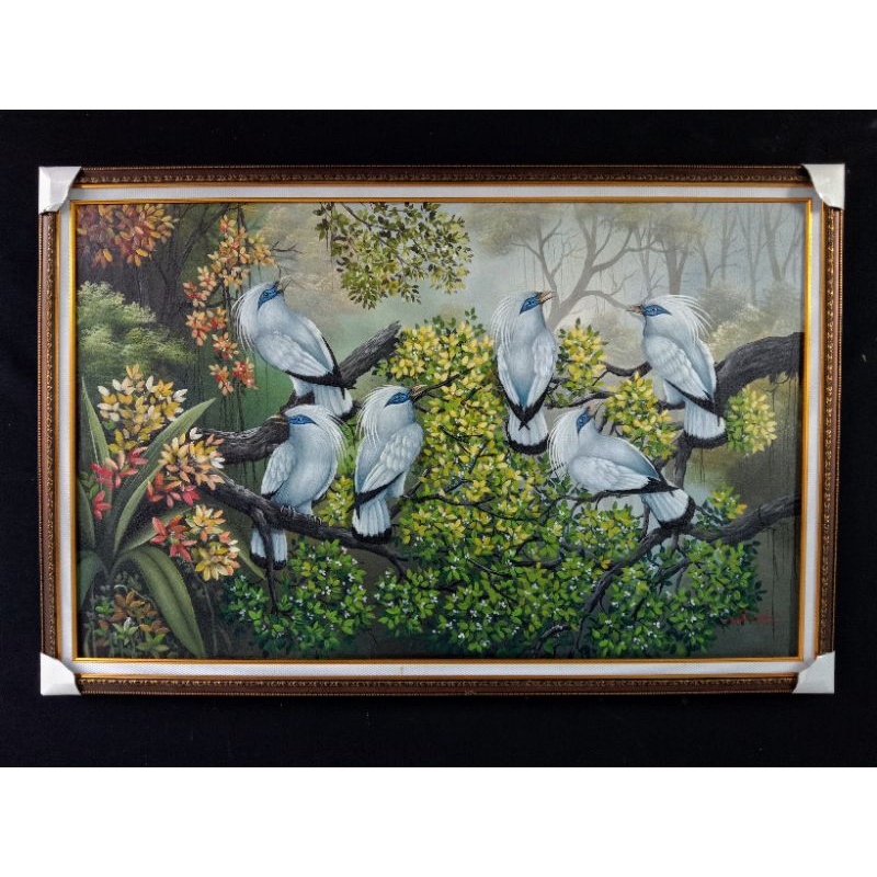 lukisan burung jalak bali k2