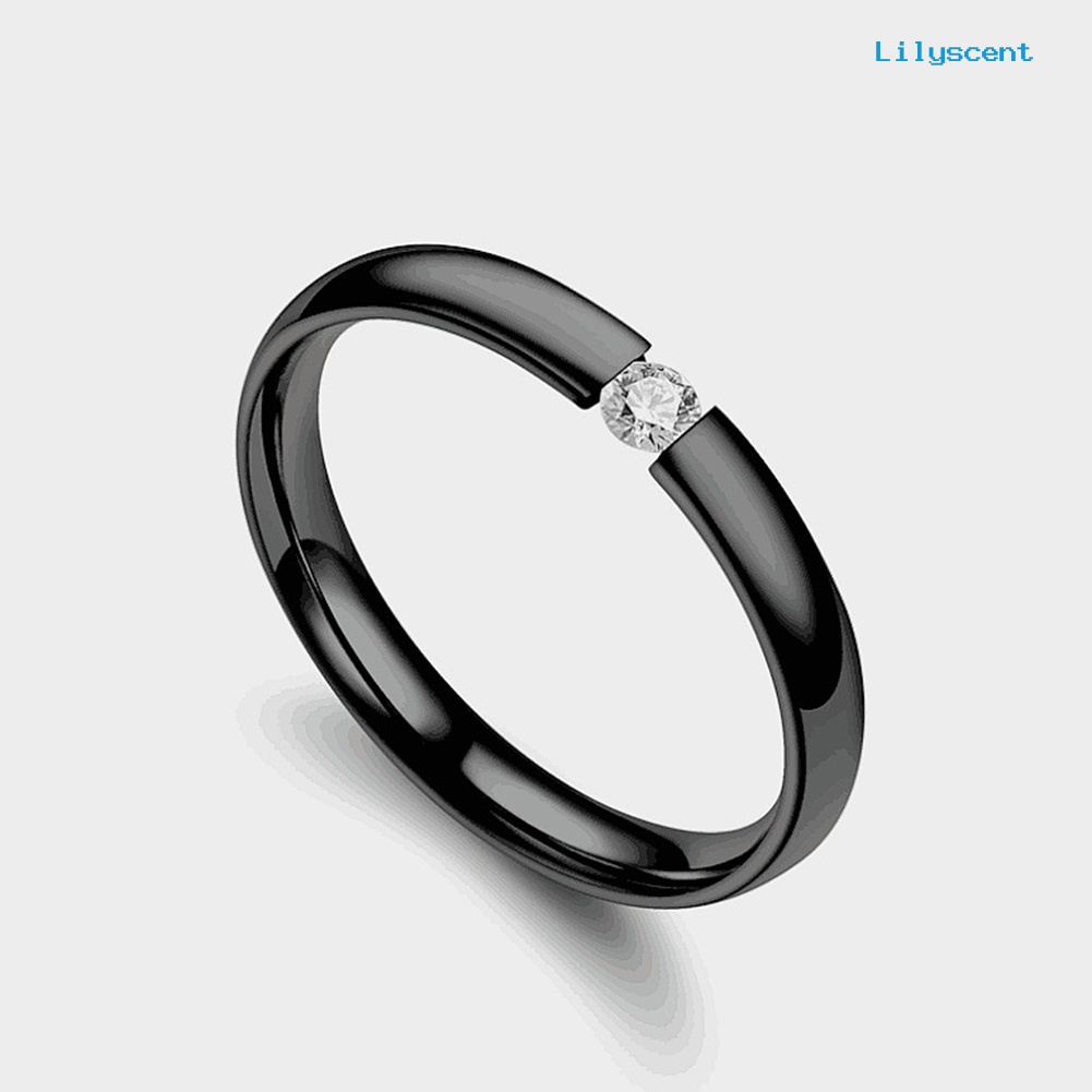 Cincin Bahan Stainless Steel Aksen Cubic Zirconia Untuk Pasangan