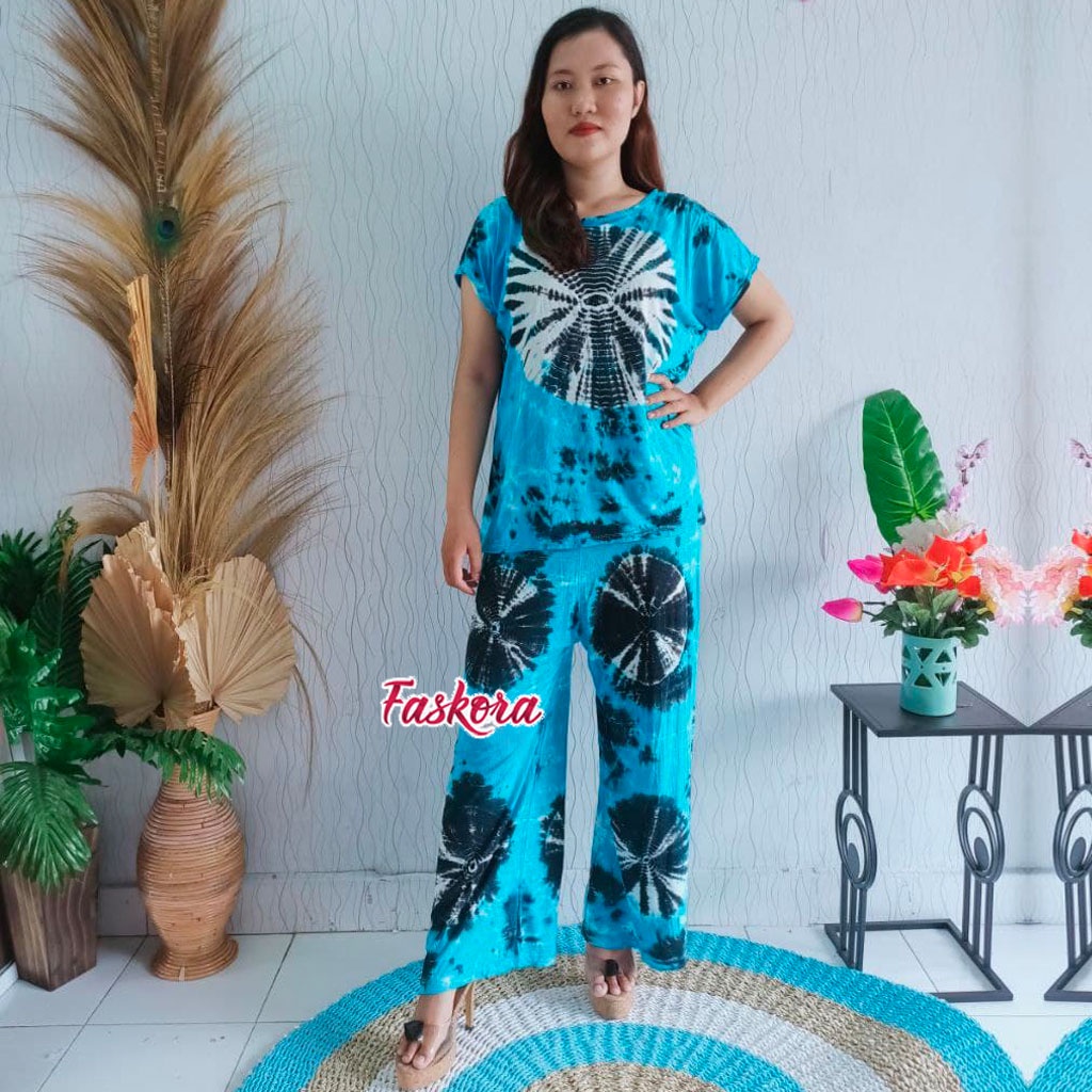 Setelan Kaos Wanita Jumbo ld 120 Kipas / Set Kaos Tie dye Wanita Jumbo / Kaos Wanita Jumbo Murah