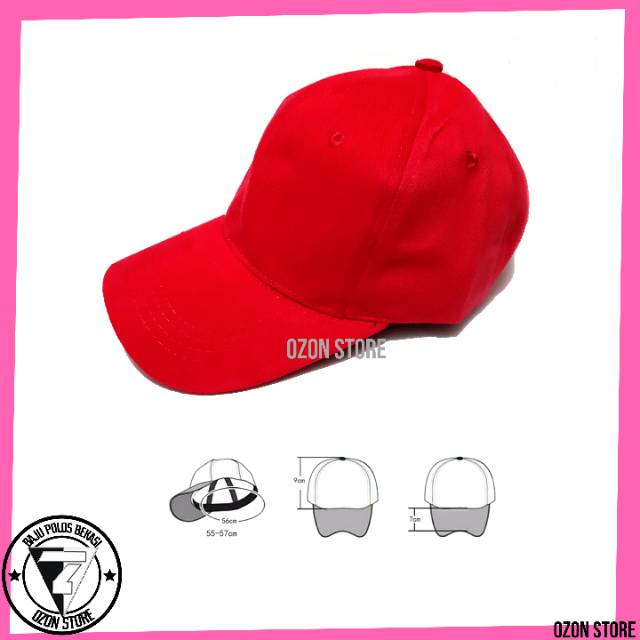 Topi Baseball Distro Caps Polos Pengait Besi Bahan Rapel Premium - Merah