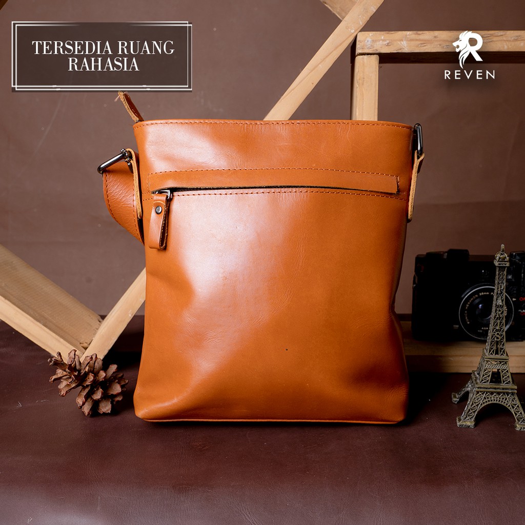 Tas Selempang Kulit Pria Slempang Waistbag Sling Bag Cowok Tas Pinggang Pria Kulit Sapi Asli Original Premium Keren Terbaru Key Holder Bag by Crown Leather Crownleather Store