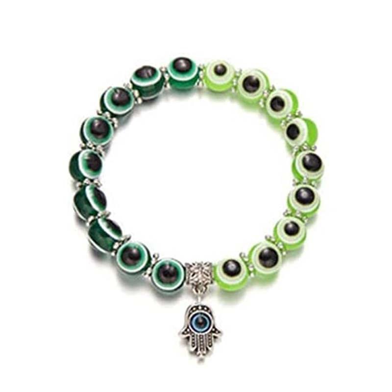 Gelang Tangan Manik-Manik Resin Elastis Desain Evil Eye Fatima Turki Untuk Pria / Wanita