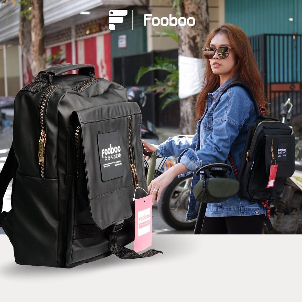 FOOBOO TAS RANSEL BACKPACK STYLISH  LAPTOP PRIA WANITA KOREA