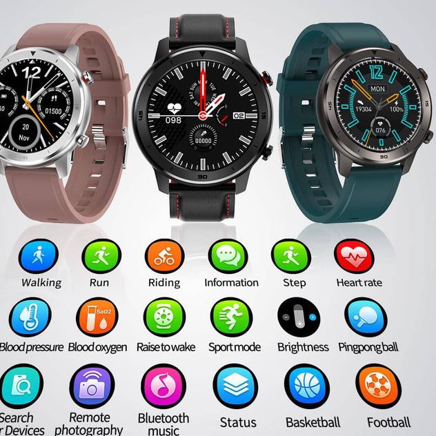 bgs.>stz-458  Smartwatch DT NO.1 DT78 Heart Rate Monitor - Black Silver