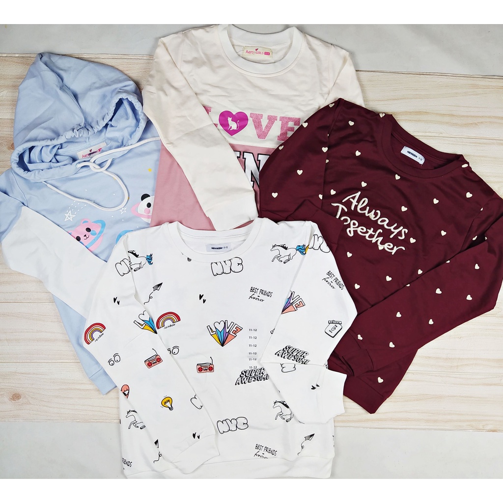 Sweater nevada mix aero original anak remaja cewek usia 5 6 7 8 9 10 12 14 15 tahun branded lengan p