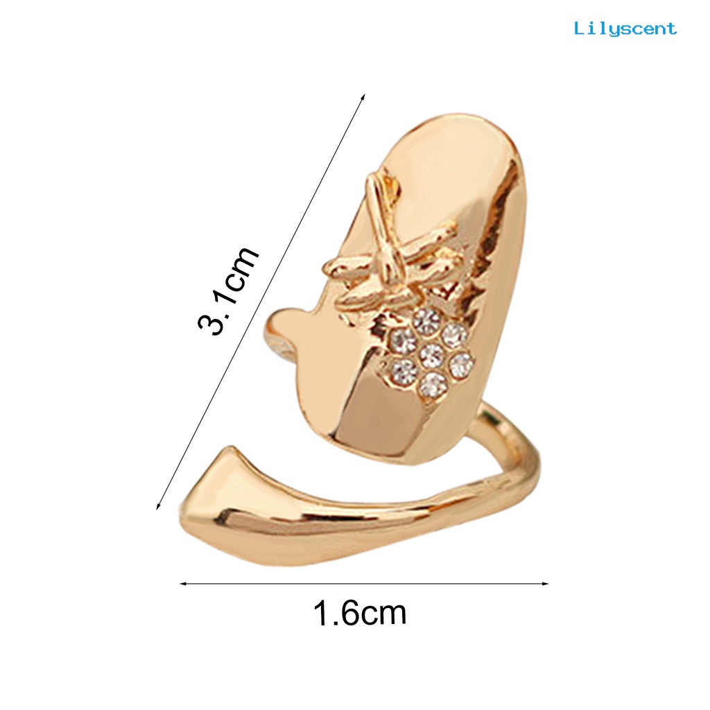 Ls 1Pc Cincin Kuku Bahan Alloy Dengan Berlian Imitasi Untuk Pesta