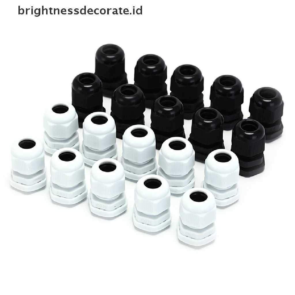 10pcs Konektor Kabel Pg11 5-10mm Bahan Plastik Anti Air Warna Hitam / Putih