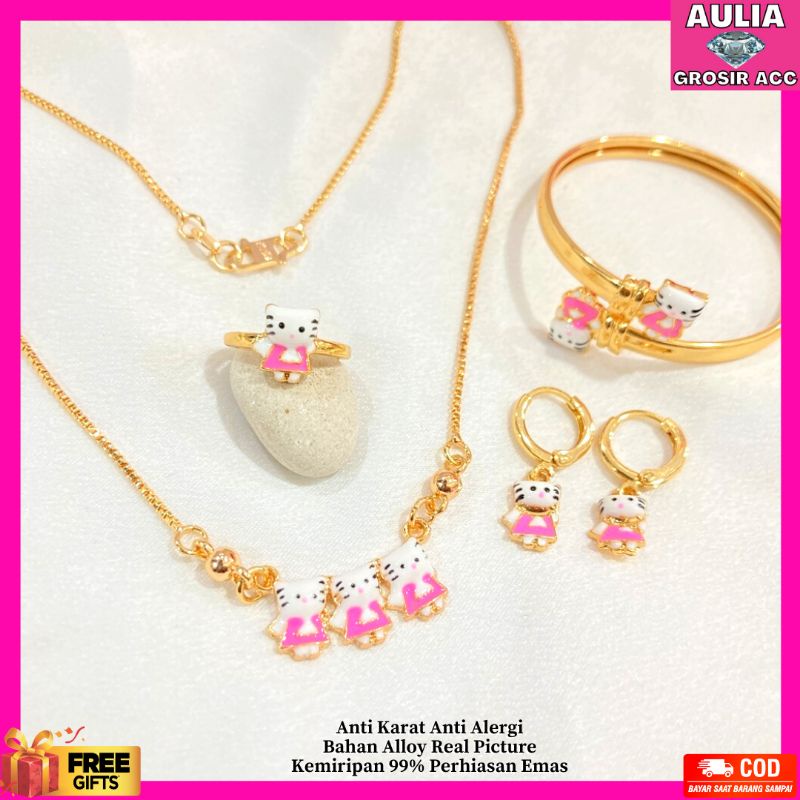 Satu Set Perhiasan Anak Gelang Anak Gelang Wanita Gelang Titanium Gelang Anak Kalung Titanium SPA-17