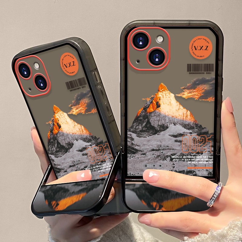 Soft Case TPU Transparan Motif Gunung Untuk Iphone 7 8 Plus X XS Max XR 11 12 13 Pro Max 6 6S