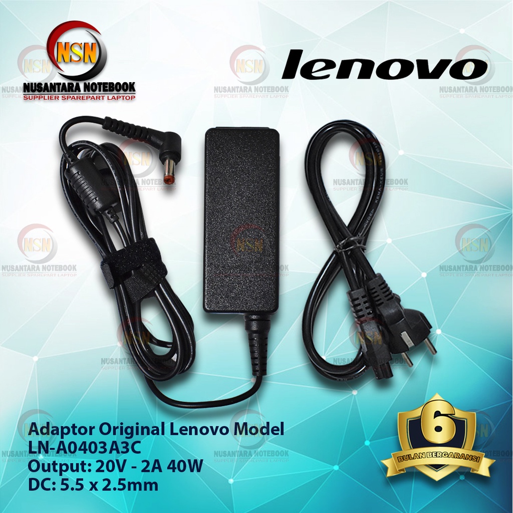 Adaptor Charger Original Laptop Lenovo 20V - 2A 40W DC 5.5x2.5 Mm