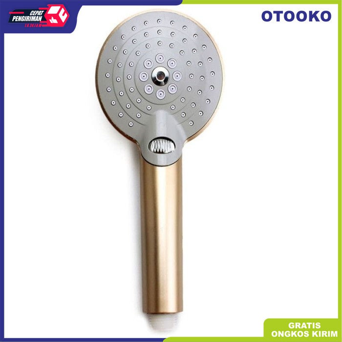 Kepala Hand Shower Head Mandi Set 3 Mode Besar Selang Emas ss02B Gold