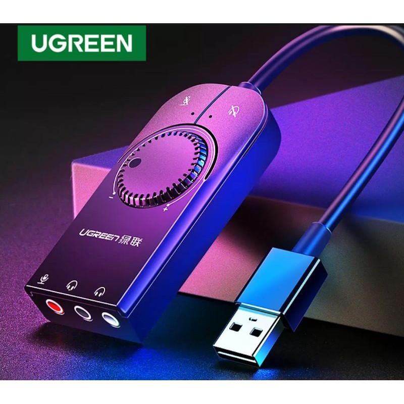 Ugreen Soundcard Eksternal Volume Ugreen Sound card External Black