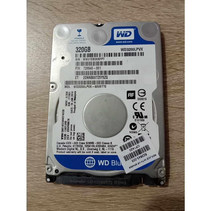 HARDDISK laptop 2,5Inch 320gb WD BLUE 9mm / HDD sata 320gb
