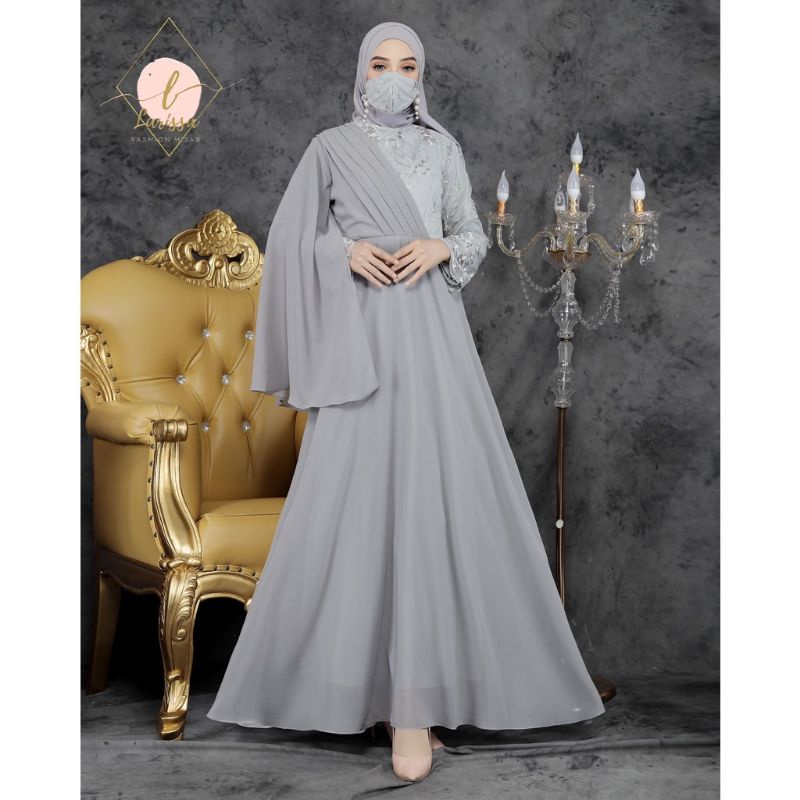 Permata Olshop / Haura Dress SM / Kebaya Gamis Pesta Mewah / Gamis Busui / Kebaya Pesta Kondangan