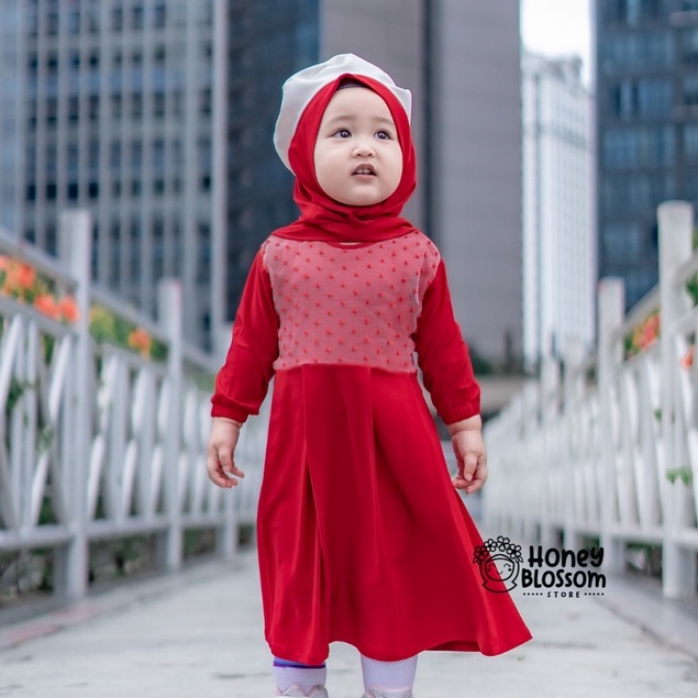 HONEYBLOSSOM gamis bayi perempuan tile organza / gamis bayi cantik alesha 1-5 tahun