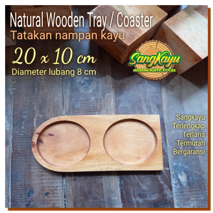 Nampan + tatakan nampan kayu 10x20 tatakan kayu wooden tray Coaster 09