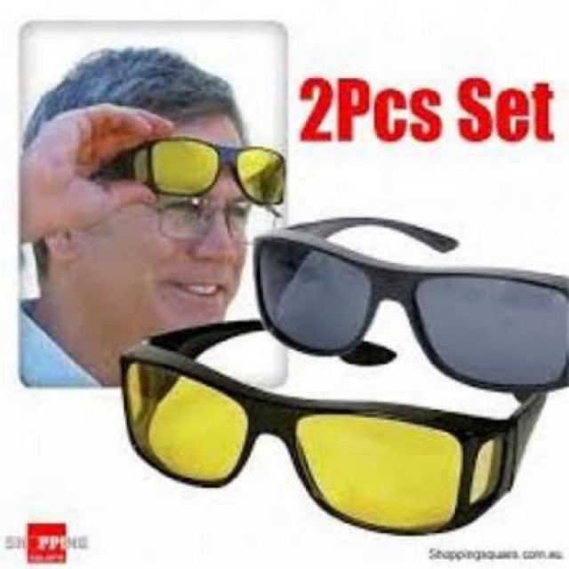 HD Vision wraparounds sunglasses Kacamata antisilau hd vision 2 in 1 siang malam