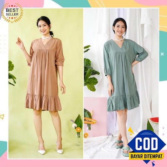 Baju Dress Wanita Pesta Natal Wanita Remaja Dewasa Party Kondangan Mur Dress Katun Manggo Wanita S