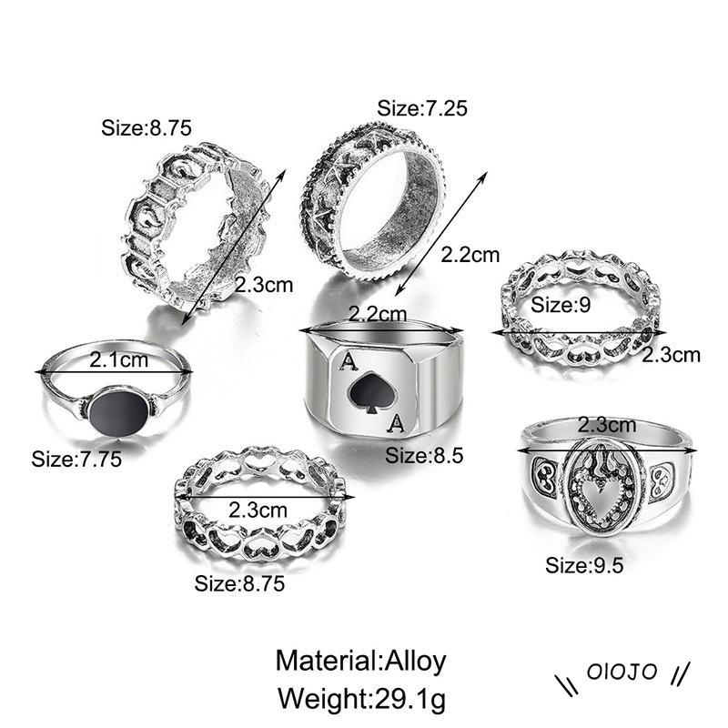 【COD】7 Pcs Cincin Jari Bentuk Hati Tidak Teratur Warna-Warni Gaya Punk Retro Untuk Pria