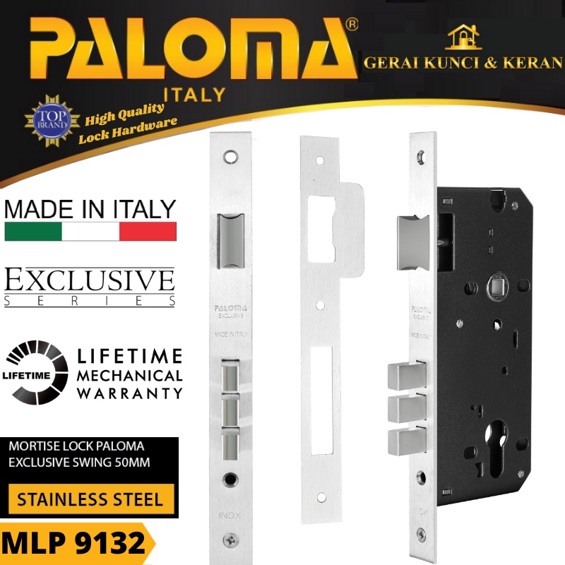 PALOMA MLP 9132 MORTISE LOCK SWING 50 MM EXCLUSIVE ITALY STAINLESS