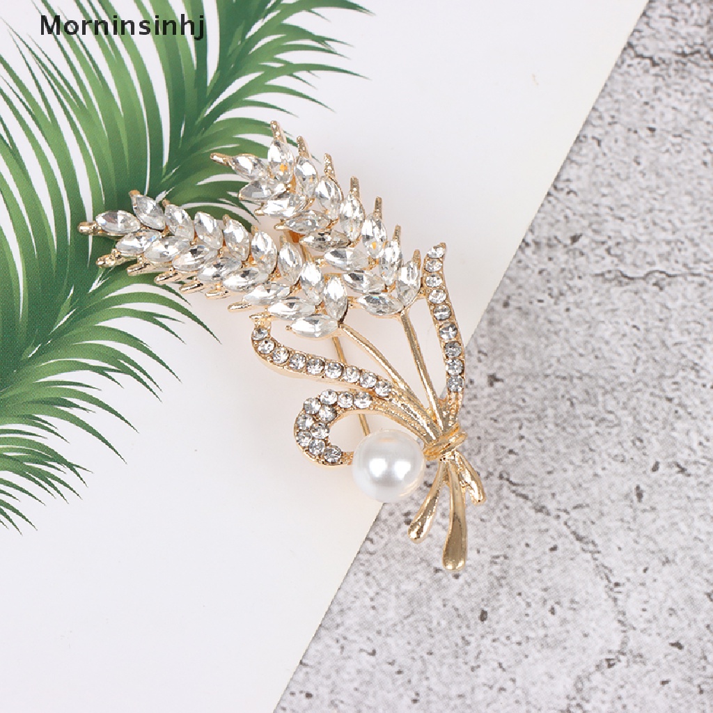 Mornin Mutiara Berlian Imitasi Ear of Wheat Bros Untuk Wanita Baroque Trendy Elegan Brooch Pin id