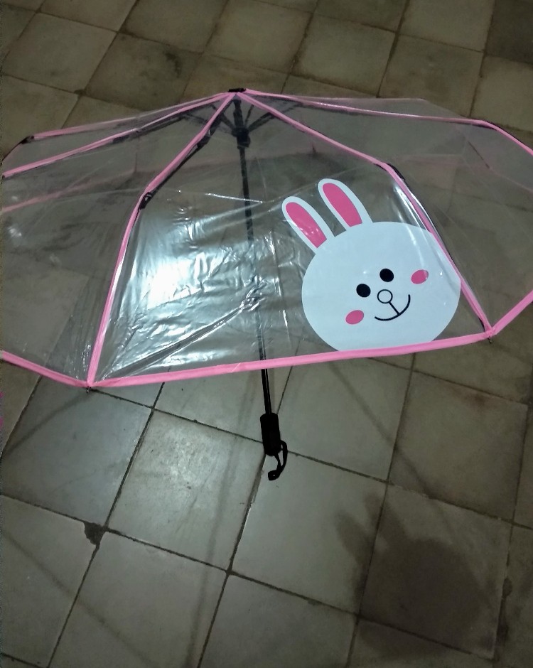 [logu] Payung Transparan Lipat, Payung Auto Lipat Transparan Brown Cony Paris