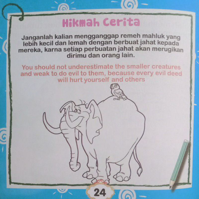 Buku Dongeng Cerita Fabel Gajah Yang Sombong/Bilingual