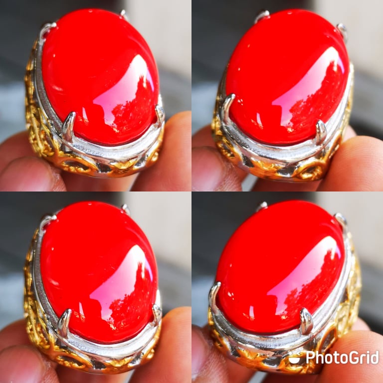 Cincin Batu Akik Pria Red Marjan Coral Big Size Titanium