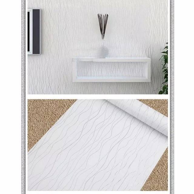 Wallpaper Dinding Uk 45cmx10m Kode 3085 Salur Silver Putih