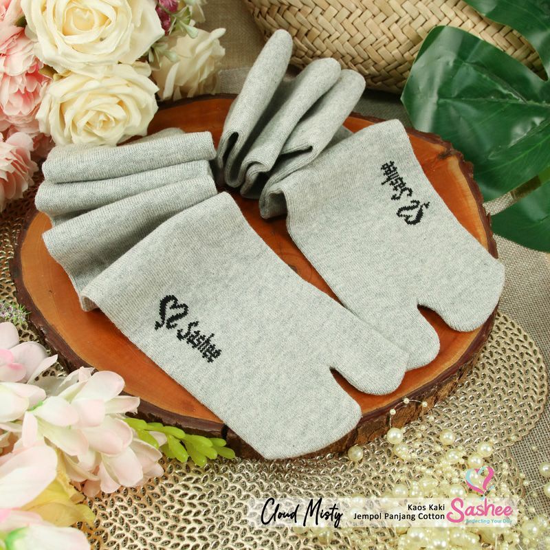 ORIGINAL Kaos Kaki Sashee Jempol Polos Panjang Selutut | Kaos Kaki Sashee Jempol Panjang Katun-Cloud misty