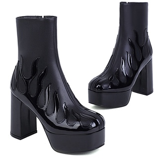 platform patent leather boots