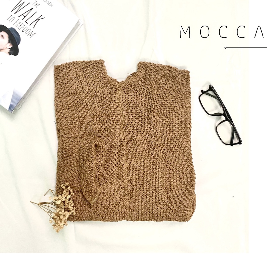 CARDIGAN RAJUT / BATWING KELELAWAR CARDIGAN / CARDIGAN BIG SIZE(PREMIUM)-MOCCA