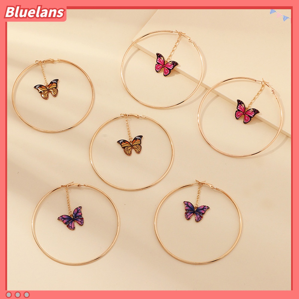 Anting Hoop Rantai Gantung Model Butterfly Besar Untuk Wanita