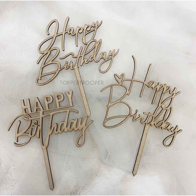 Topper Kue Happy Birthday / Cake Topper / Topper Kue / Tusukan Kue / Hiasan kue Happy Birthday READY | 1 SET - 3PCS