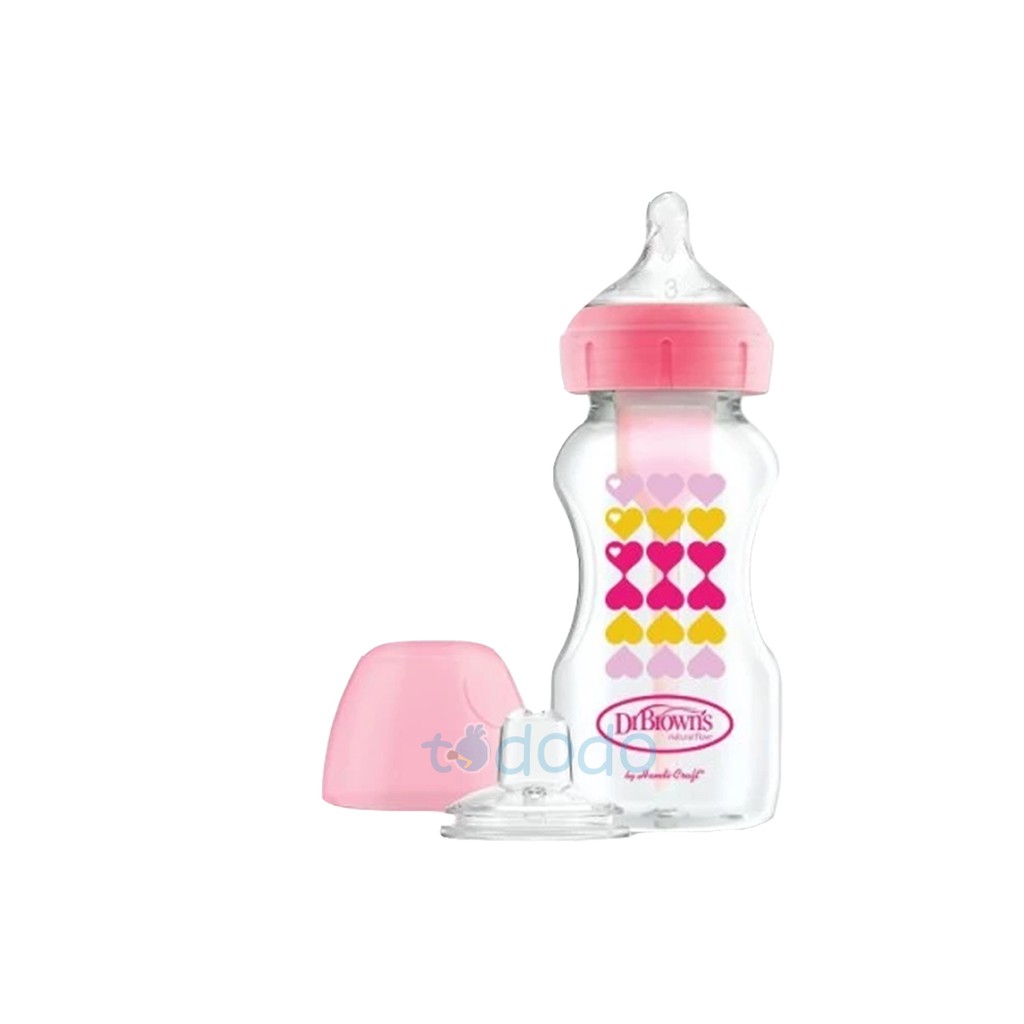 Dr.Brown's 9 oz/270 ml PP Wide Neck Options+ Transition Bottle w/ Sippy Spout - Botol susu