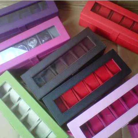 PROMO LAGI Kotak Tempat Jam Tangan isi 6 FULL COLOR  / Box Jam tangan Watch Box Organizer