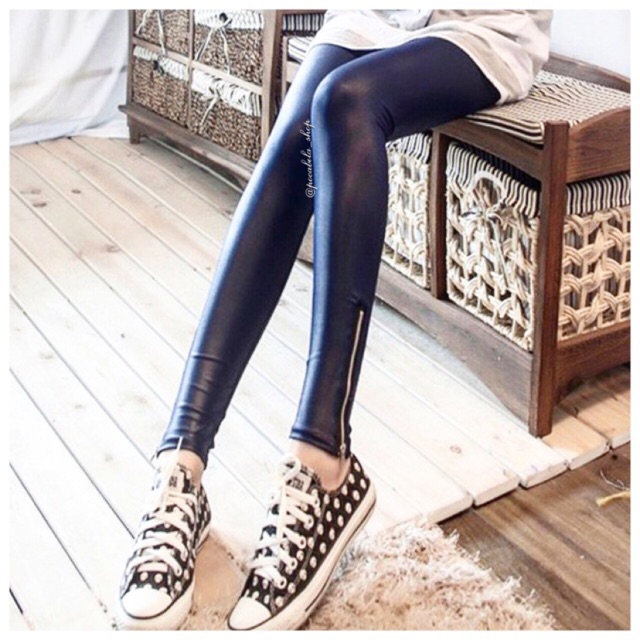 Zipper Latex Leggings