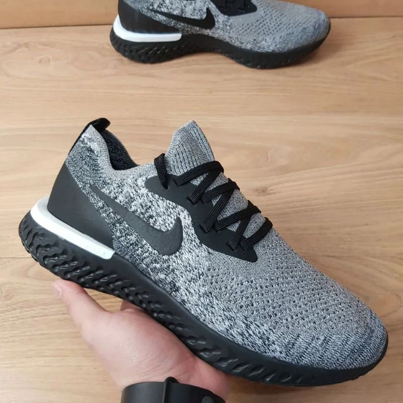 nike epic react grey and black